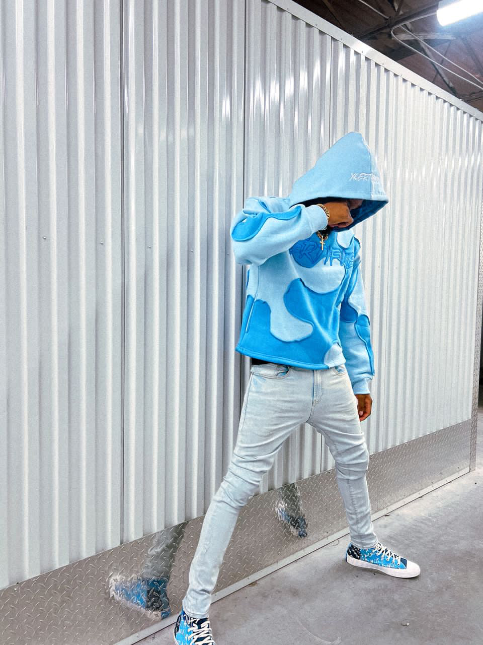 Xcertified crop blue hoodie